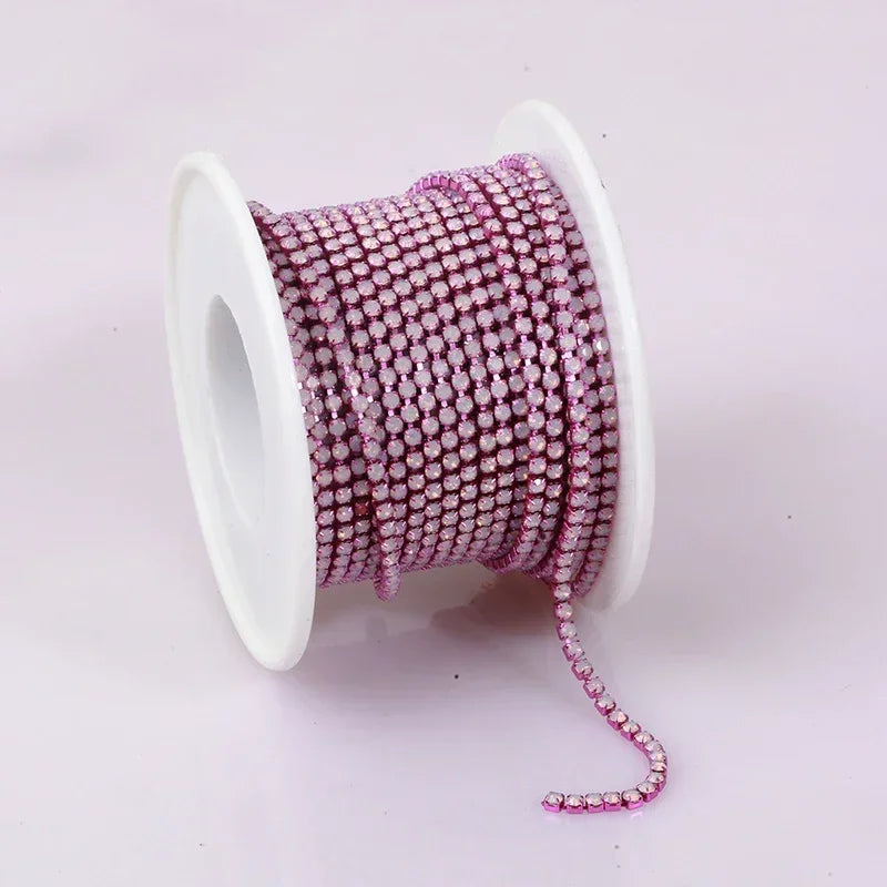 2mm SS6 Colorful Sew On Opal Rhinestone Cup Chain for DIY Craft