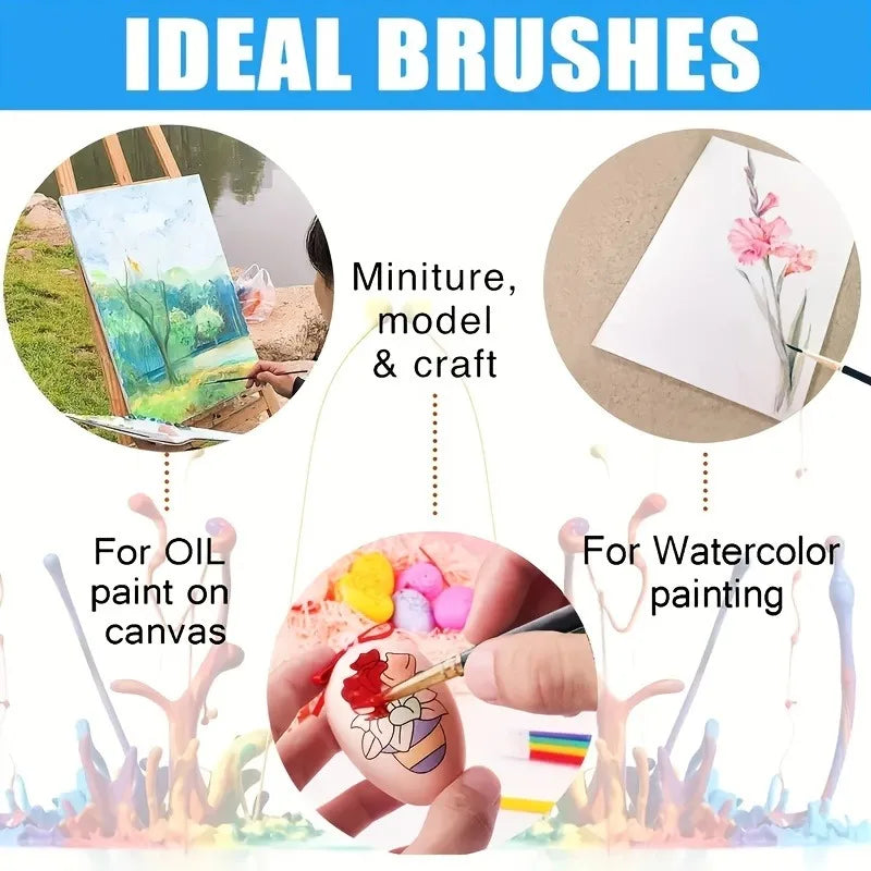 12pcs Nylon Bristle Brush Set Flat Brushes Watercolor Oil Paint For Artists And Acrylic Paintings Fabric