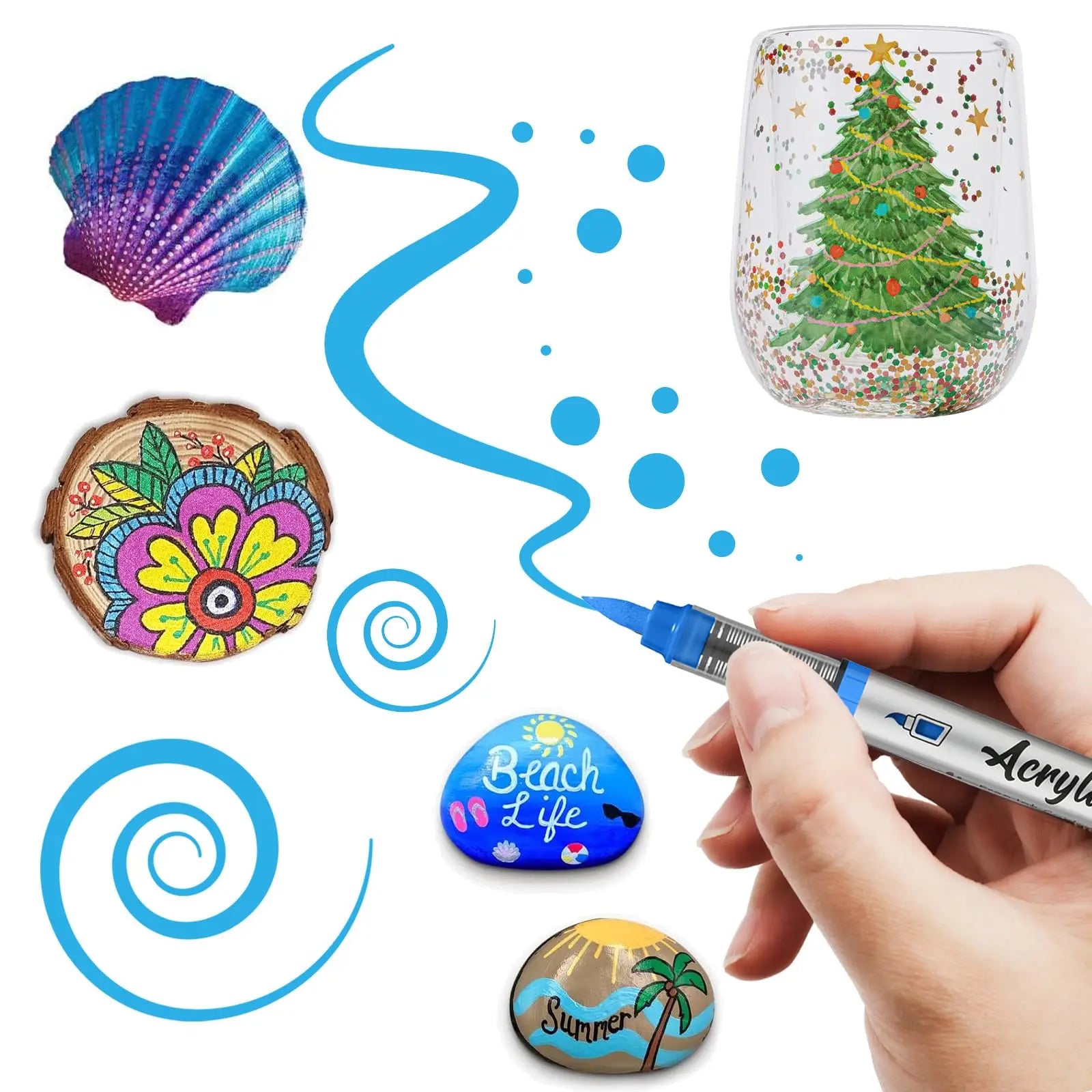 12 pcs Brush Tip Acrylic Paint Pens Set with 9 Professional Color Series for DIY