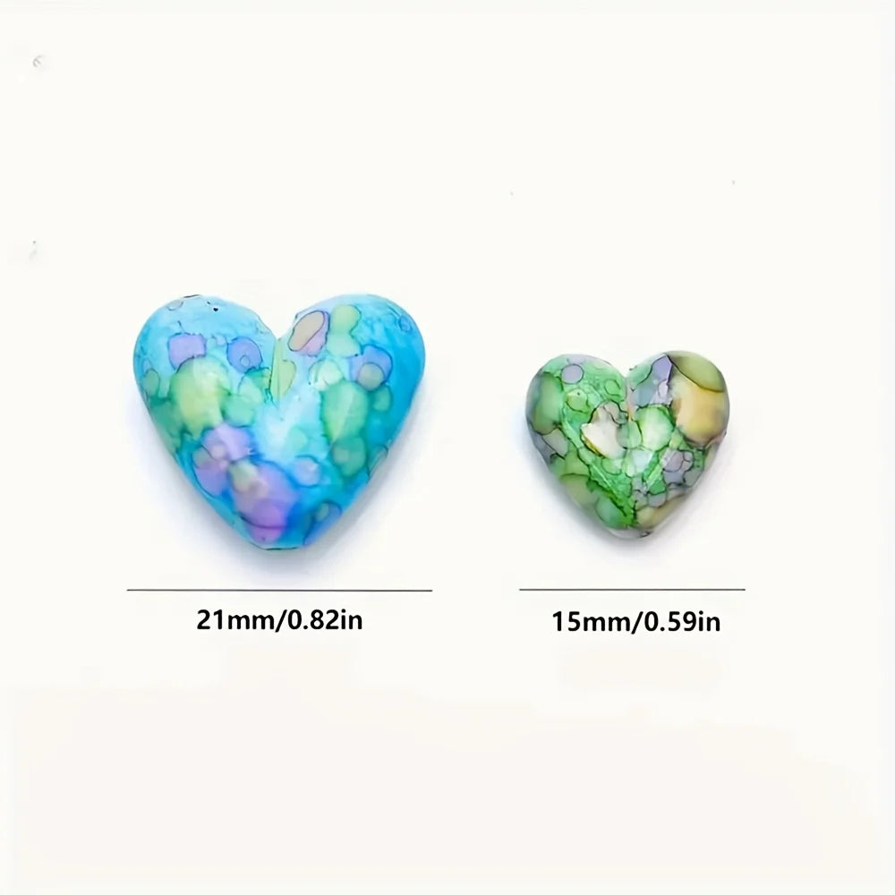 30 pieces of random color heart-shaped spacer beads, for jewelry, bracelets, necklaces and string jewelry.