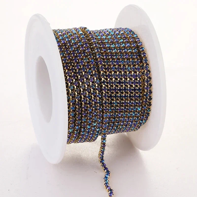 2mm SS6 Colorful Sew On Opal Rhinestone Cup Chain for DIY Craft