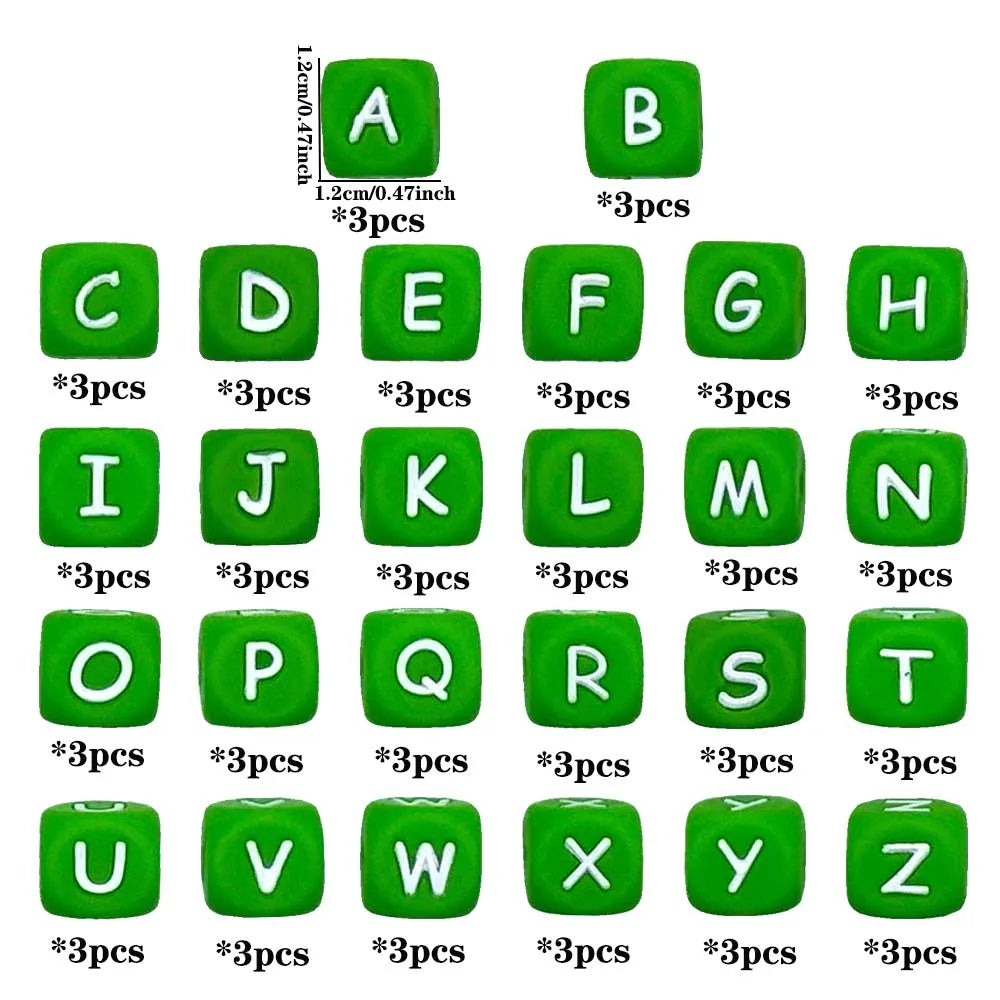 78pcs 12mm Silicone letter beads for DIY Key Chains Necklaces Bracelets Loose Beads