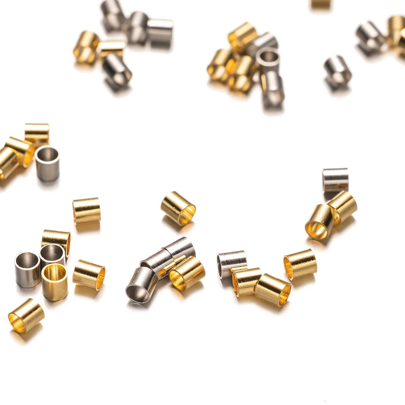100pcs Stainless Steel Crimp Tube Beads End Stopper For DIY Necklace Jewelry Making Crafts
