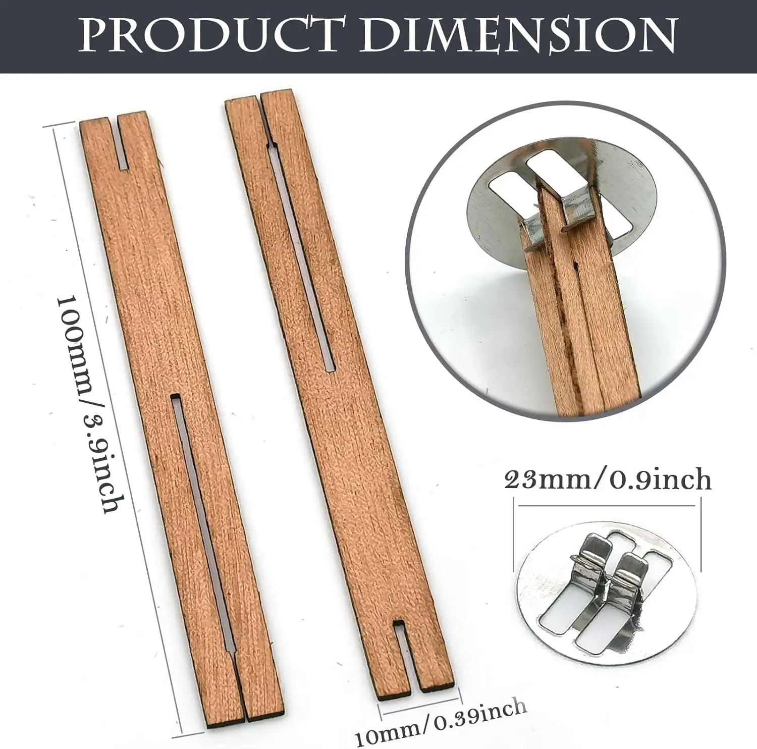 25 Cross Wood Candle Wicks with Iron Stands, 4x0.4inch Natural Wick for Soy Wax DIY Candle Making