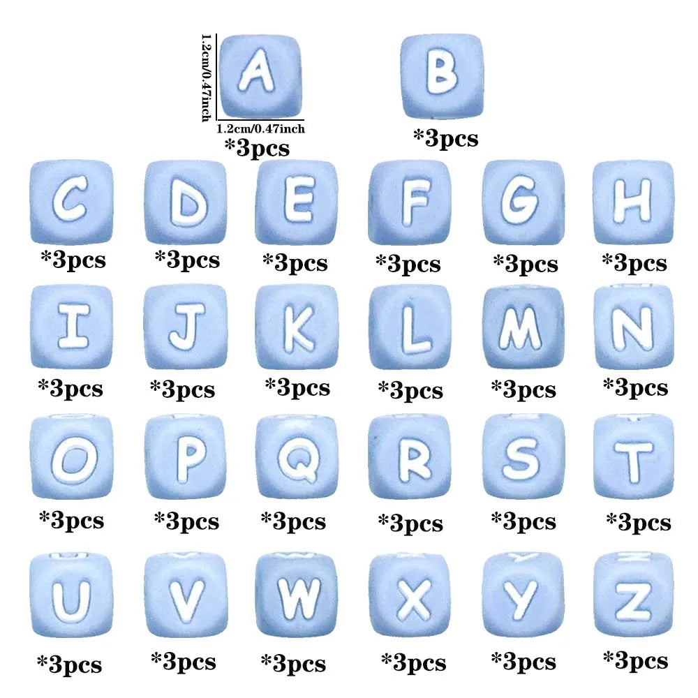 78pcs 12mm Silicone letter beads for DIY Key Chains Necklaces Bracelets Loose Beads