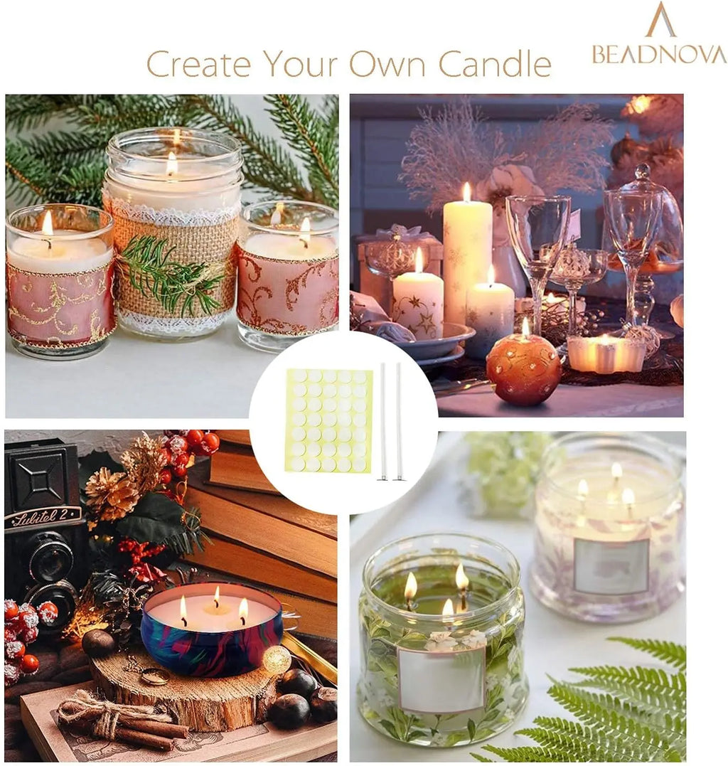 8 Inch 50pcs Cotton Candle Wicks with Double Sided Stickers for DIY Candle Making