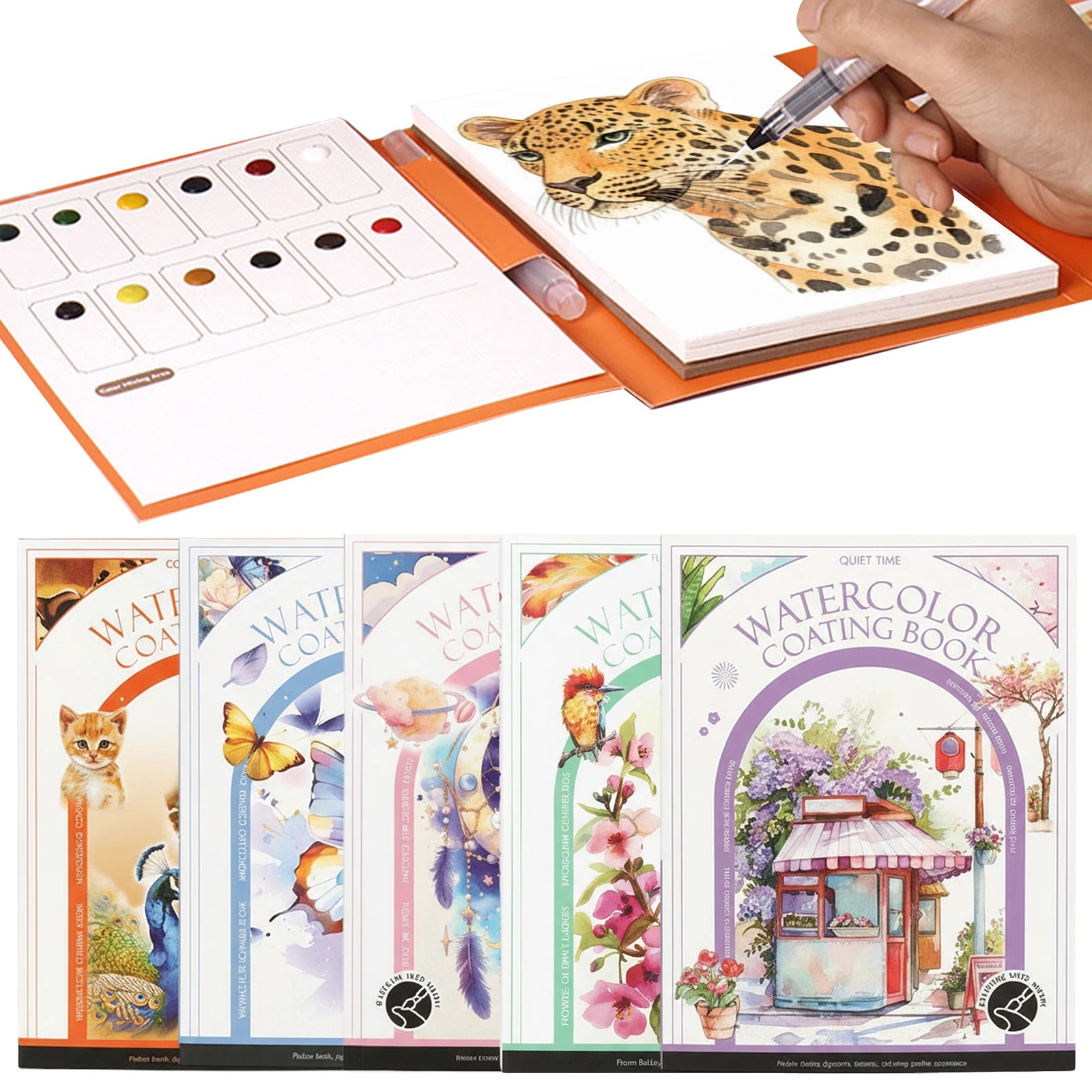 Water Color Paper Book Paint Set with 12 Colors DIY Watercolor Workbook for Beginners Art Supplies