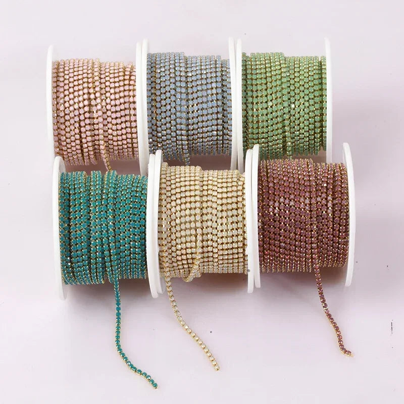 2mm SS6 Colorful Sew On Opal Rhinestone Cup Chain for DIY Craft