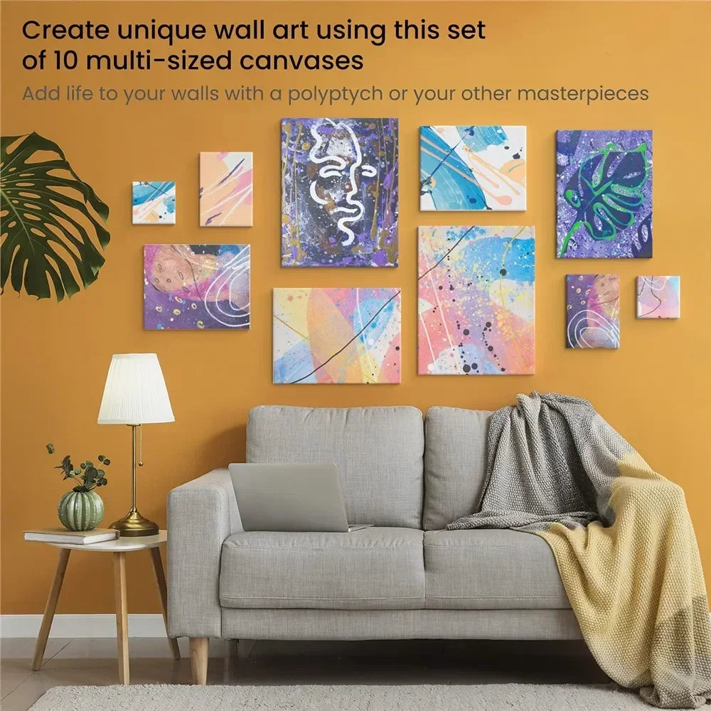 4pcs/pack Professional Stretched Canvas Primed White Canvas Boards For Acrylic Paint
