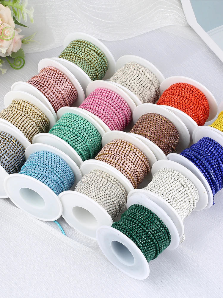 2mm SS6 Colorful Sew On Opal Rhinestone Cup Chain for DIY Craft