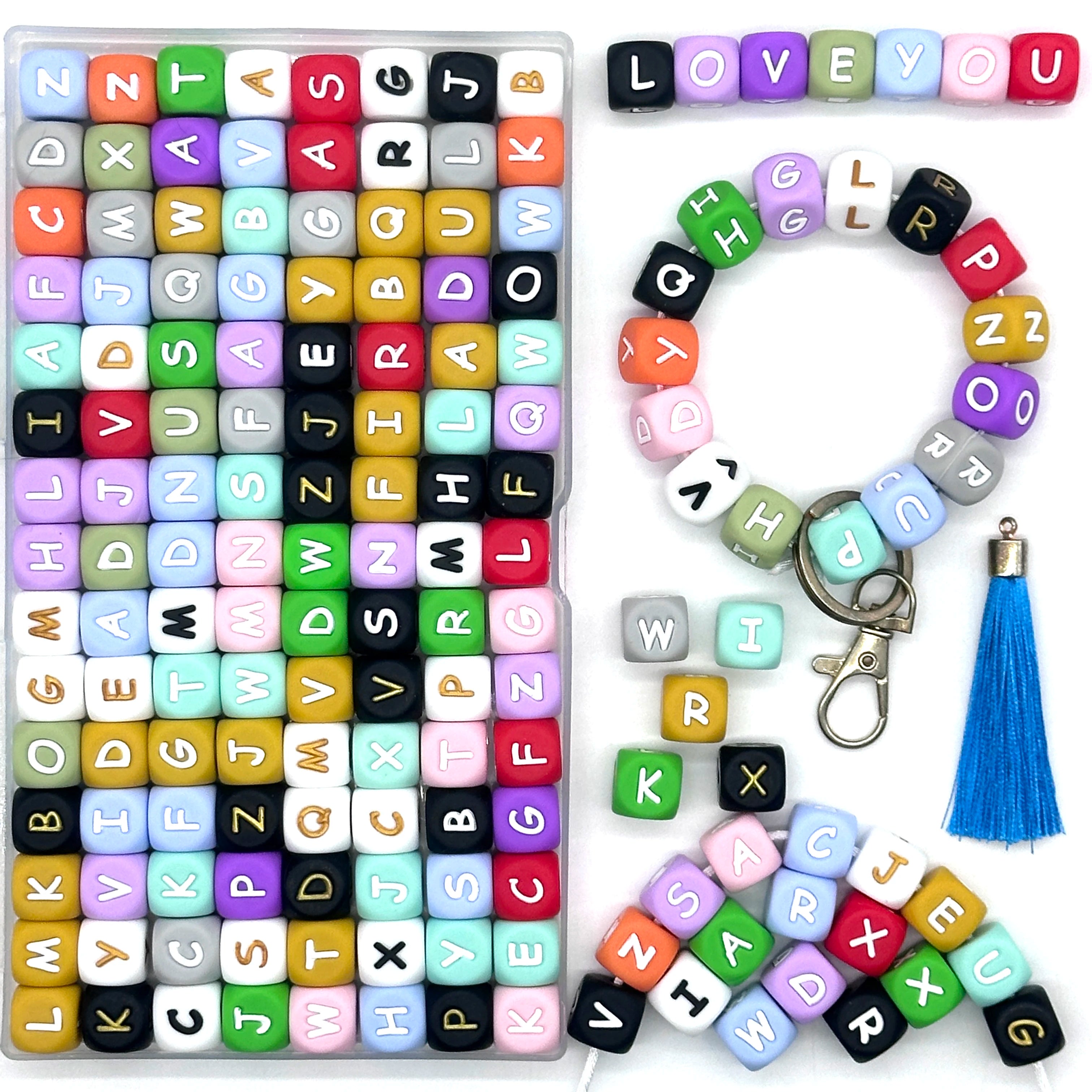 78pcs 12mm Silicone letter beads for DIY Key Chains Necklaces Bracelets Loose Beads
