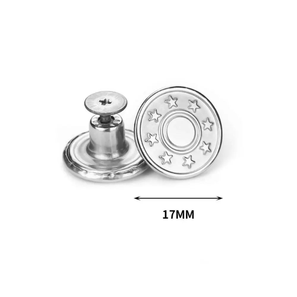 10Pcs Metal Jeans Buttons 17mm Replacement No-Sewing Screw Button Repair Kit