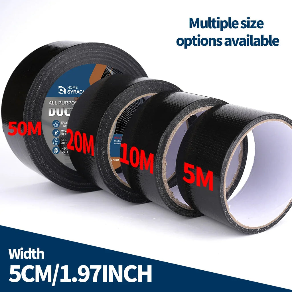Black Super Adhesive Fabric Duct Tape, Or Seat Repair 5m, 50m, 10M, 20M