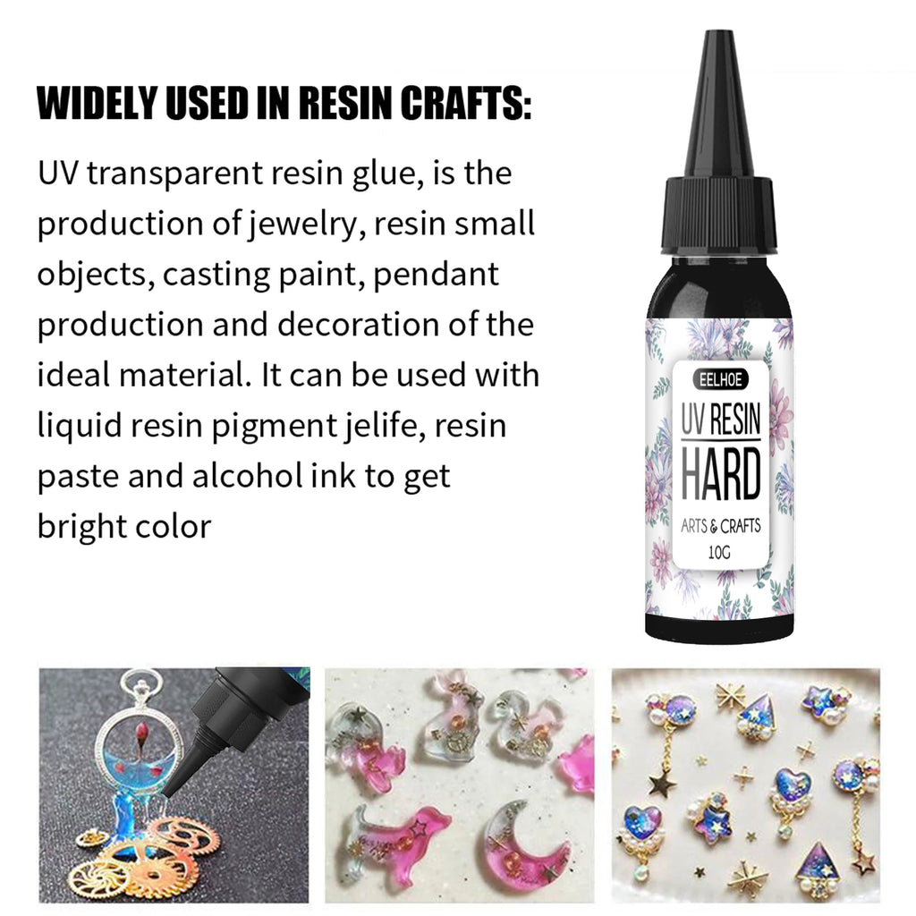 UV Resin Glue 200g,, Fast Cure Clear Resin Epoxy for Crafts, Charms, Nails, and More
