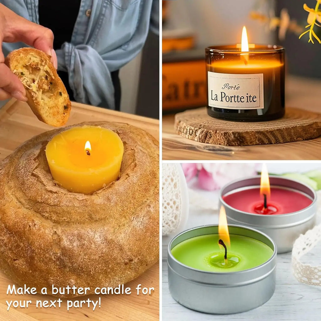 50 Pcs 6" Natural Candle Wicks with Beeswax, Wick Stickers & Centering Tool for DIY Candle Making