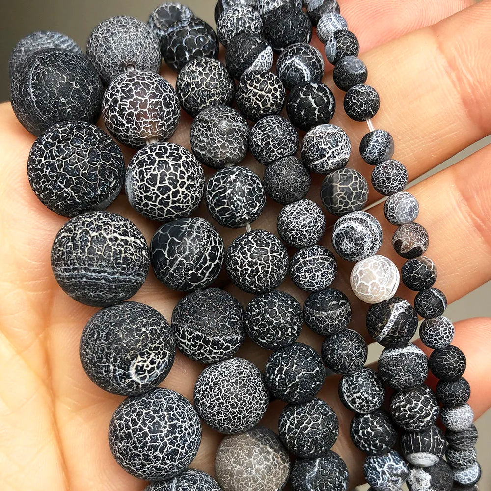 Round Flame Stone Beads Sodalite Loose Spacer Beads for Jewelry Making DIY Bracelets Necklace