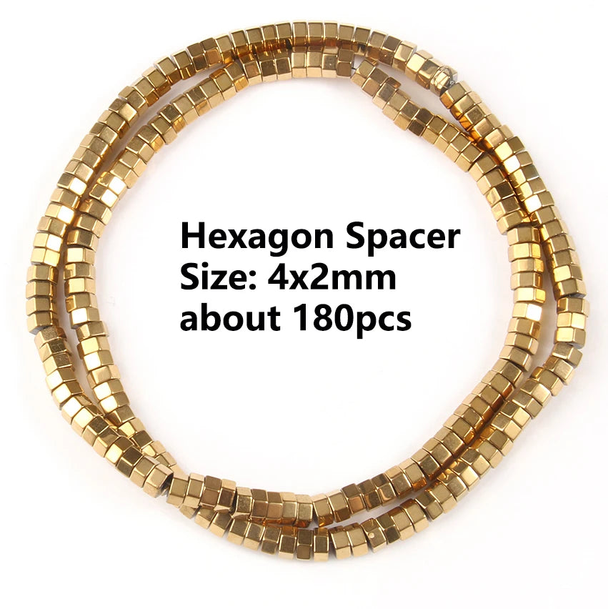 Real Gold Plated Hematite Bead Irregular Heart Cube Beads For Jewelry Making DIY