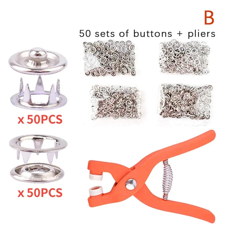 Snaps Buttons Pliers Set Kit Tool Sewing Buttons Press Studs Snap