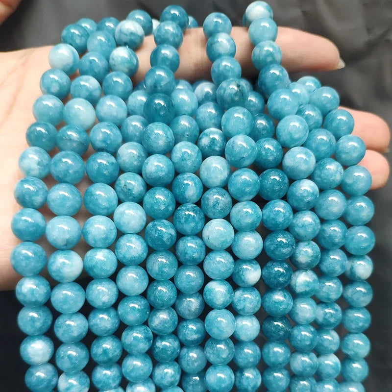 Round Flame Stone Beads Sodalite Loose Spacer Beads for Jewelry Making DIY Bracelets Necklace