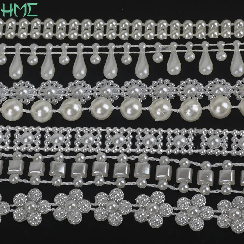 Ivory Pearl Bead Chain Line Cord Thread Trim for DIY Decoration & Jewelry Craft Accessories