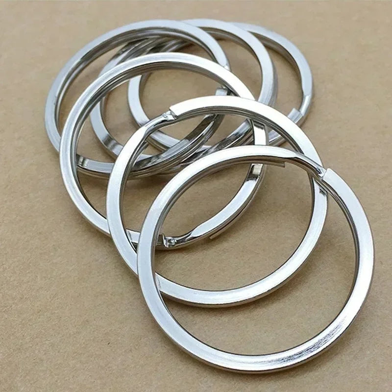10-200pcs 25mm Stainless Steel Key Rings Line Split for Jewelry Making Polished Keychain DIY