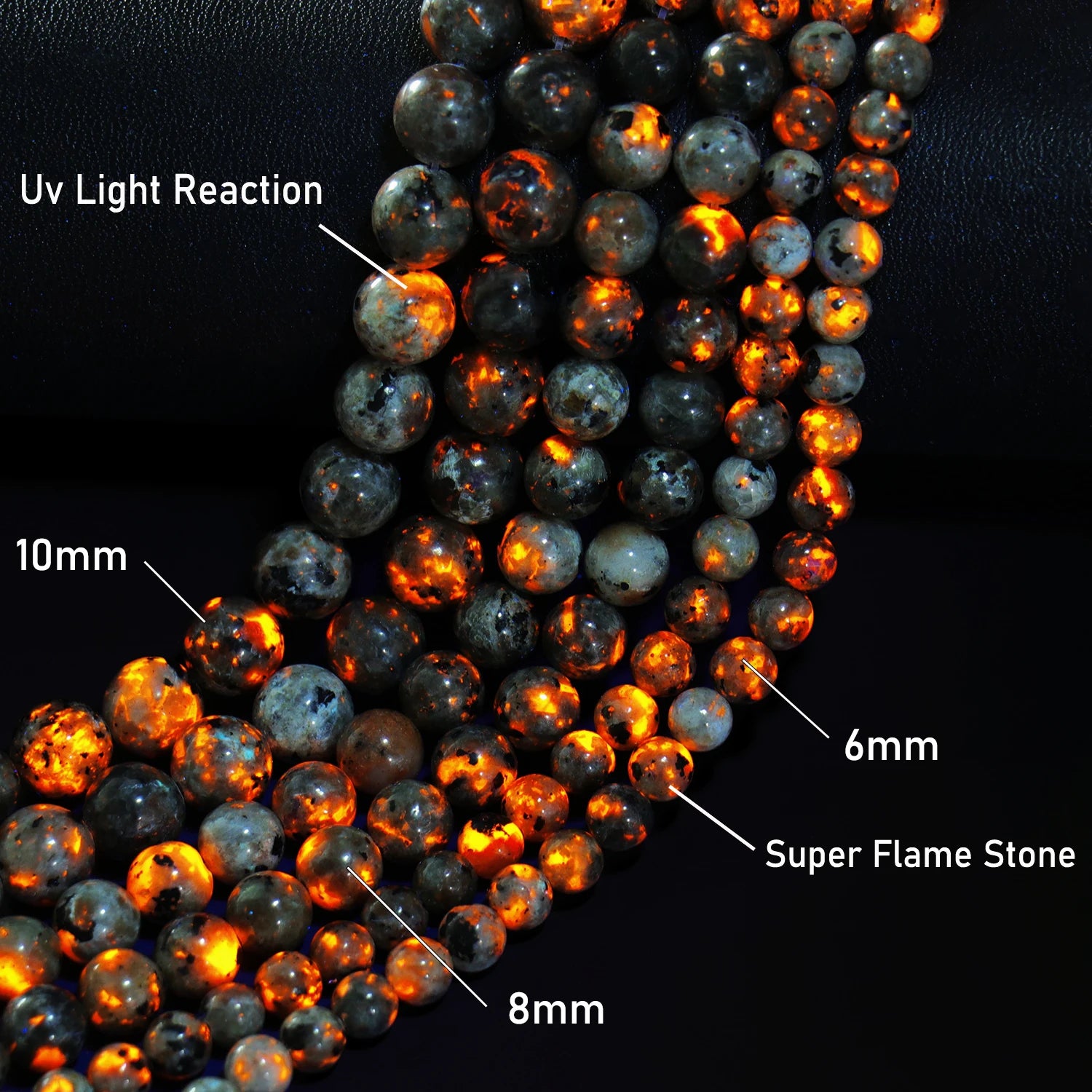 Round Flame Stone Beads Sodalite Loose Spacer Beads for Jewelry Making DIY Bracelets Necklace