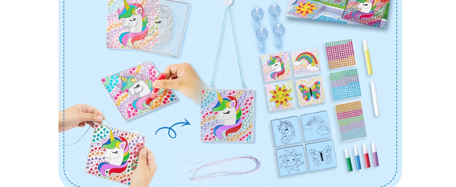 4PCS Window Art 2-in-1 Gems and Gels Arts & Crafts Toys for Kids