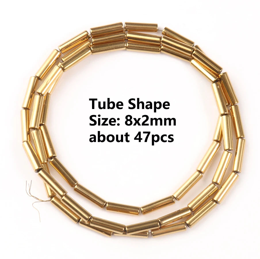 Real Gold Plated Hematite Bead Irregular Heart Cube Beads For Jewelry Making DIY