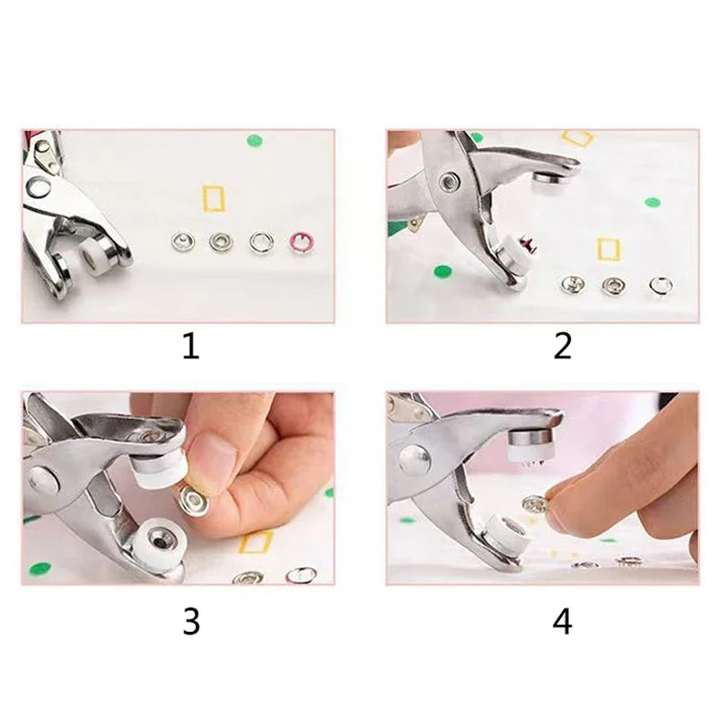 Snaps Buttons Pliers Set Kit Tool Sewing Buttons Press Studs Snap