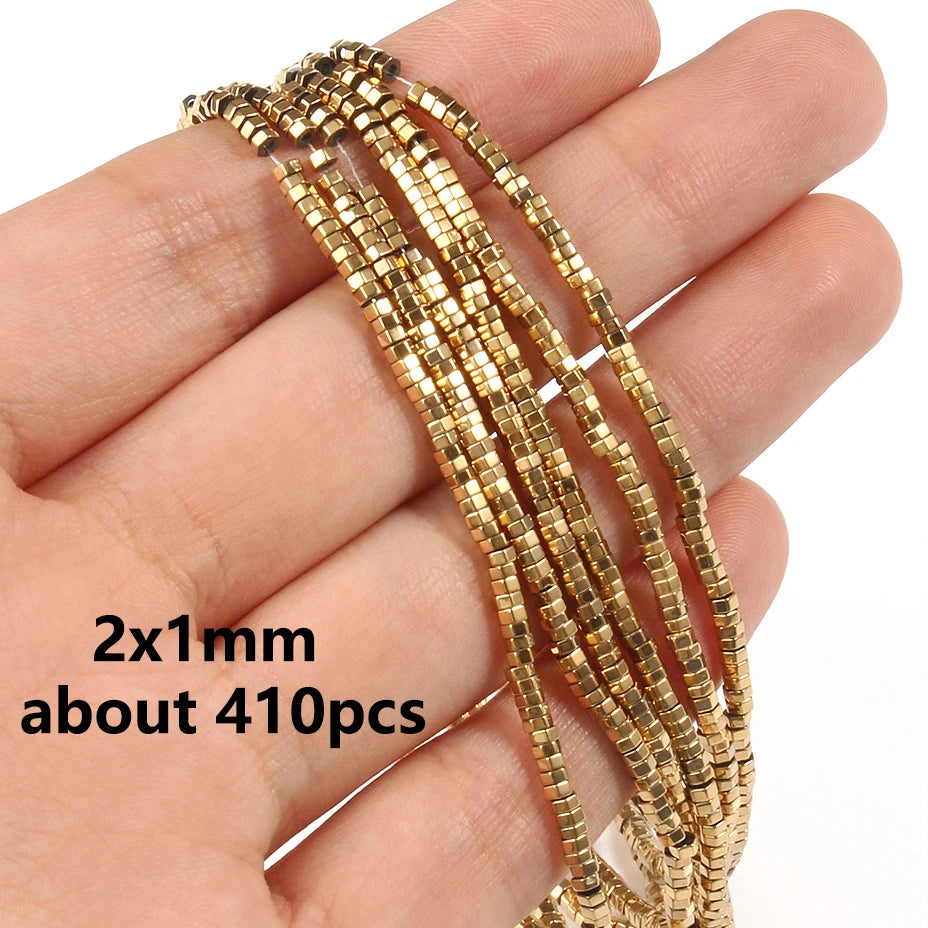 Real Gold Plated Hematite Bead Irregular Heart Cube Beads For Jewelry Making DIY