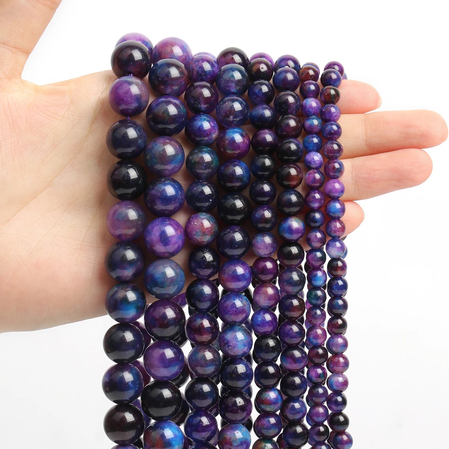 Round Flame Stone Beads Sodalite Loose Spacer Beads for Jewelry Making DIY Bracelets Necklace