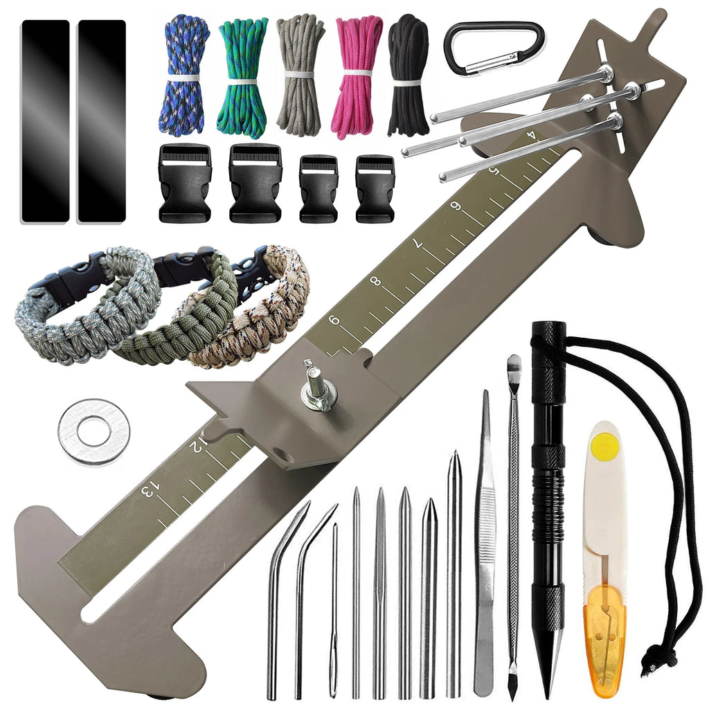 Paracord Bracelet Kit with Marlin Spike Tool Kit, Survival Bracelet Making, Adjustable Length Jig Bracelet Maker for DIY