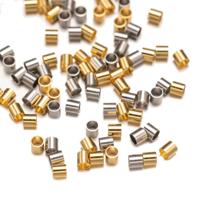 100pcs Stainless Steel Crimp Tube Beads End Stopper For DIY Necklace Jewelry Making Crafts
