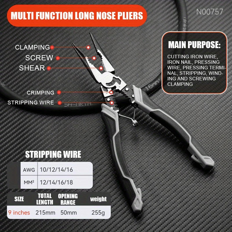 9inch Manual Various Tool Pliers Industrial Cutting Combination Pliers Diagonal Cutting Pliers