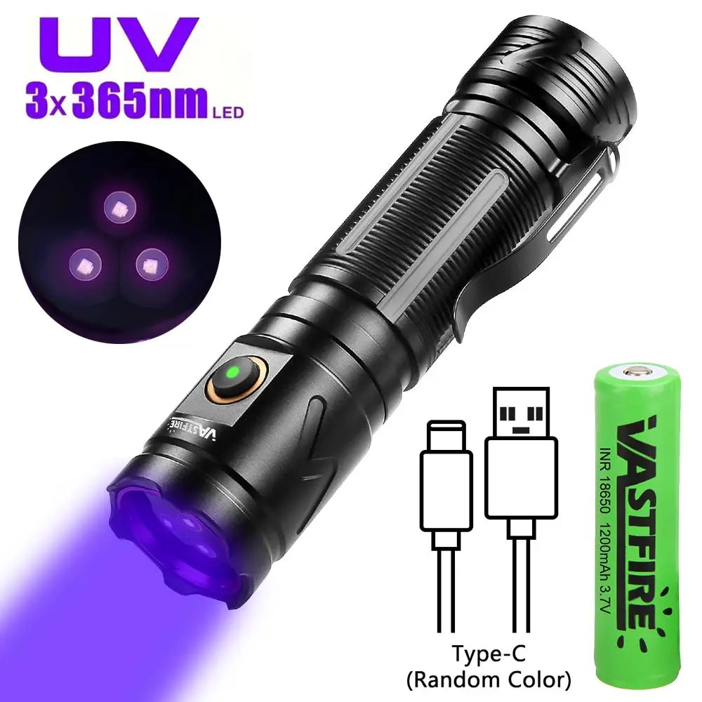 60W Black Light UV Flashlight with 6LEDs Blacklight Flashlight Invisible Ink Marker