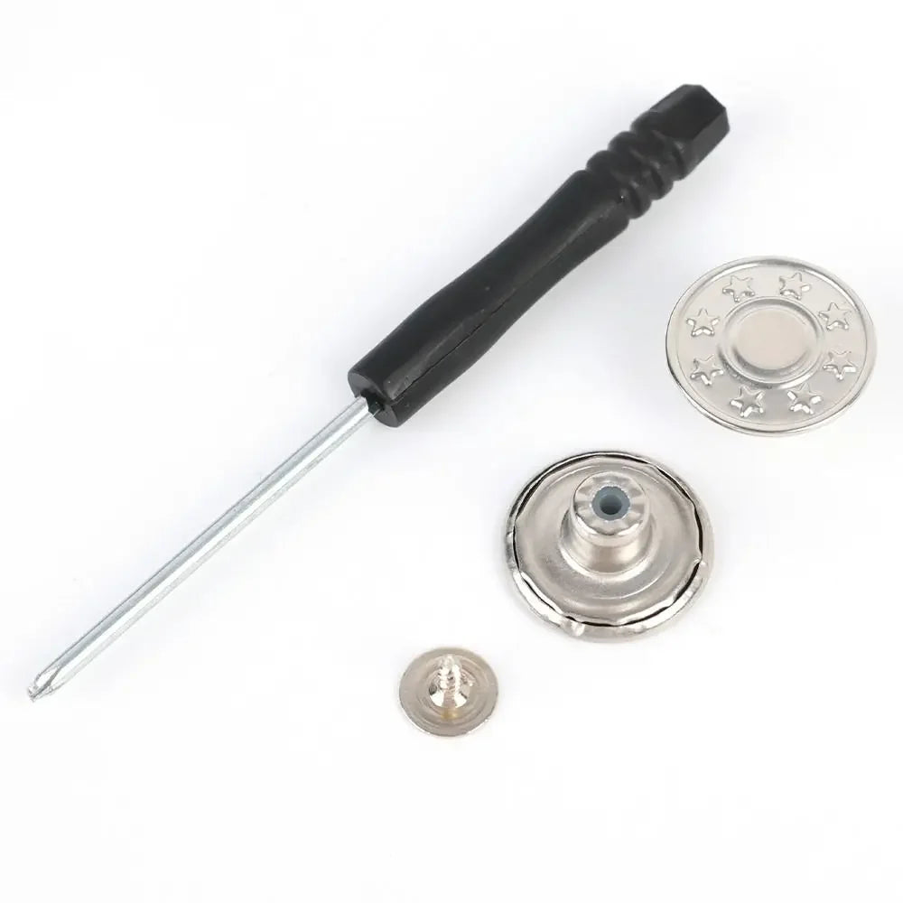 10Pcs Metal Jeans Buttons 17mm Replacement No-Sewing Screw Button Repair Kit