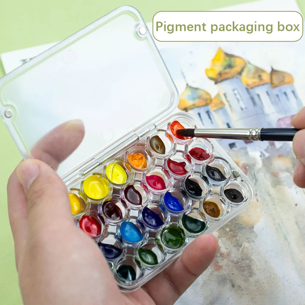 24 grid 0.8ml watercolor pigment packaging, portable box magnetic seal