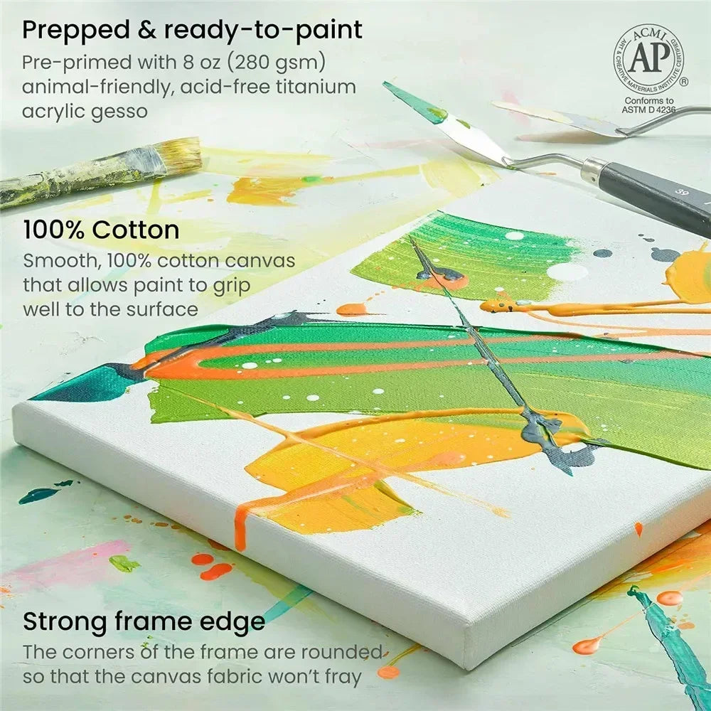 4pcs/pack Professional Stretched Canvas Primed White Canvas Boards For Acrylic Paint
