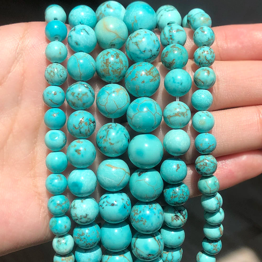 Round Flame Stone Beads Sodalite Loose Spacer Beads for Jewelry Making DIY Bracelets Necklace