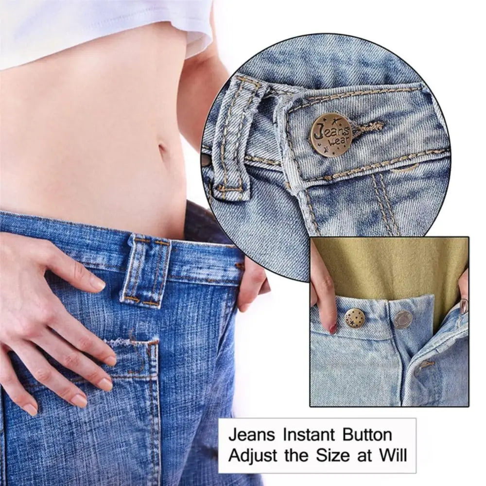 10Pcs Metal Jeans Buttons 17mm Replacement No-Sewing Screw Button Repair Kit