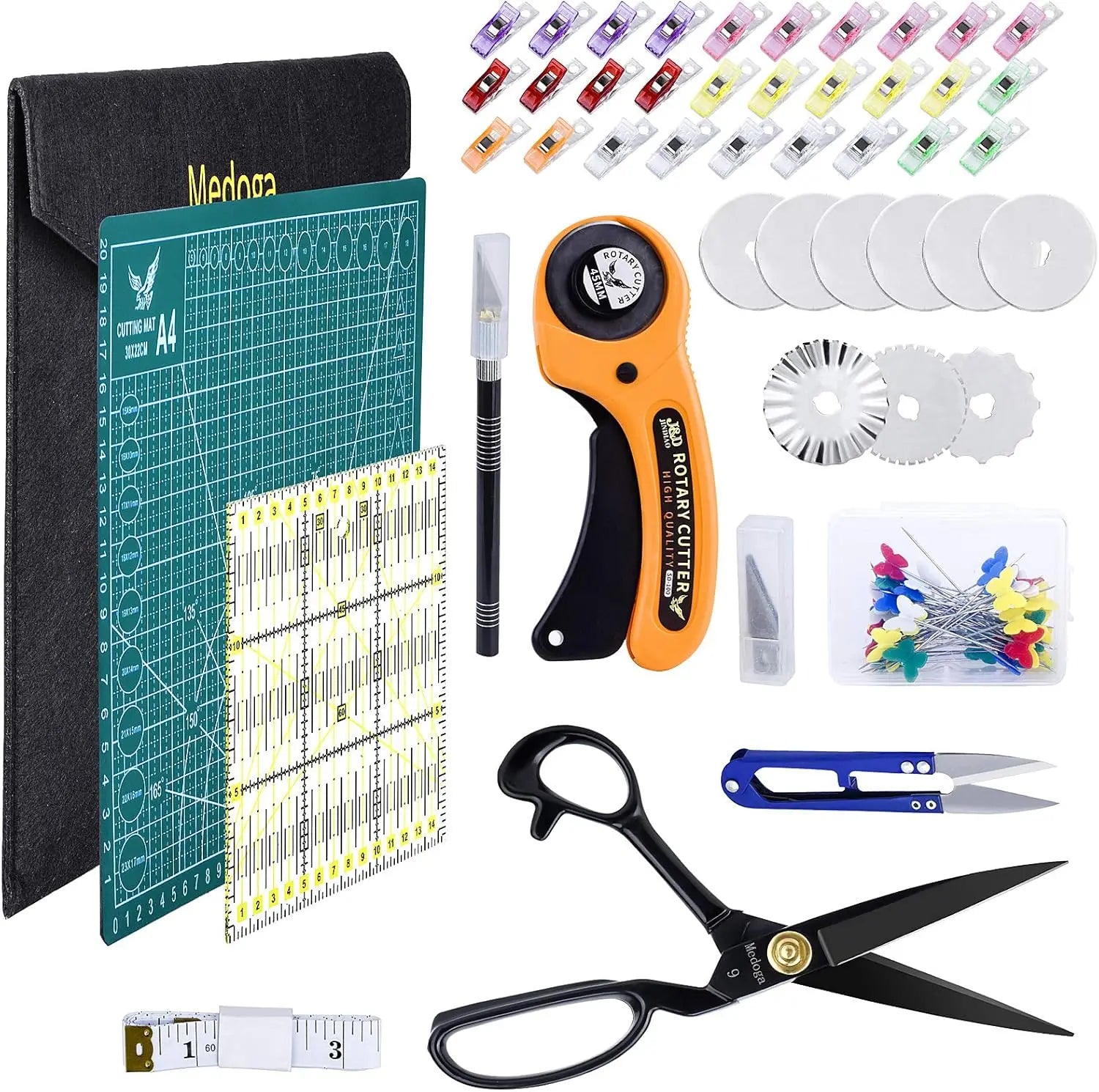 104Pcs Rotary Cutter Set with Cutting Mat, Patchwork Ruler for Sewing and Quilting