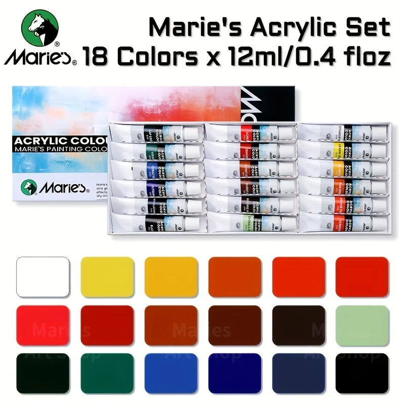 12ml, Acrylic paint for Painting on Fabric, Wood, Rock Canvas for Adults, Beginner