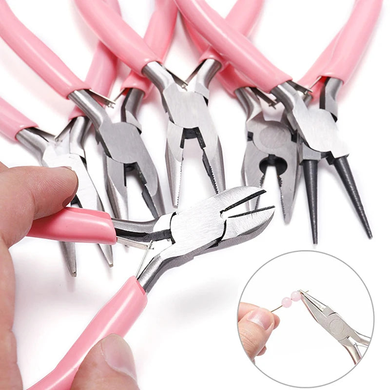 Mini Pliers for Jewelry and Craft Making Bent Needle Nose Handcraft Beading Insulated Cutter Tool
