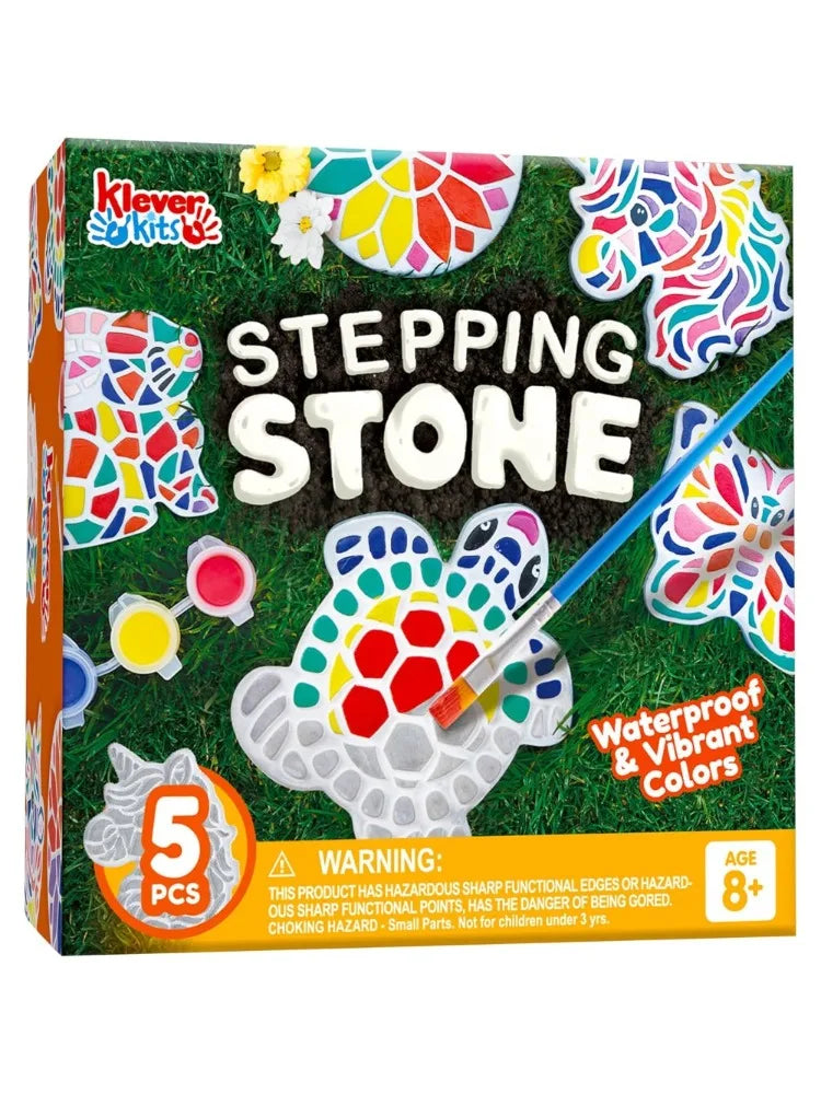 JOYFY Kids Stepping Stones Painting Kit Paint 5 Garden Stones Ceramic Garden Decor