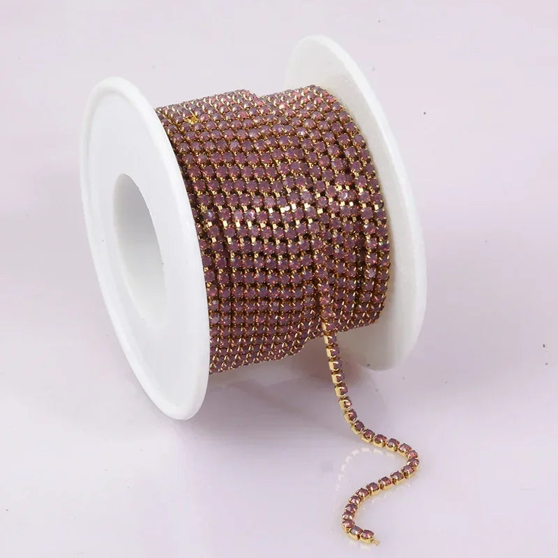 2mm SS6 Colorful Sew On Opal Rhinestone Cup Chain for DIY Craft