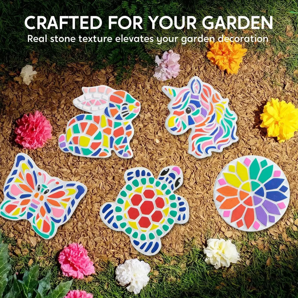 JOYFY Kids Stepping Stones Painting Kit Paint 5 Garden Stones Ceramic Garden Decor