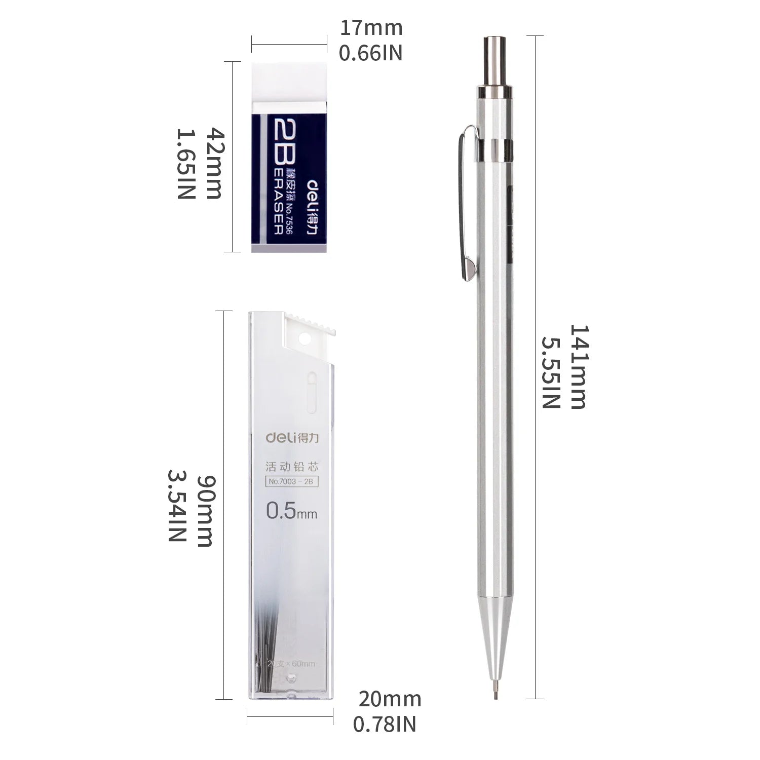 Mechanical Pencil Set 2B 0.5mm, Precision Writing Tool with Refillable Leads
