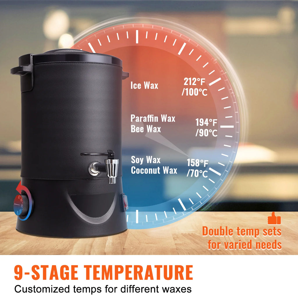 SucceBuy 6.5L Wax Melter for Candle Making, Easy Pour Spout, 9-Level Temperature Control
