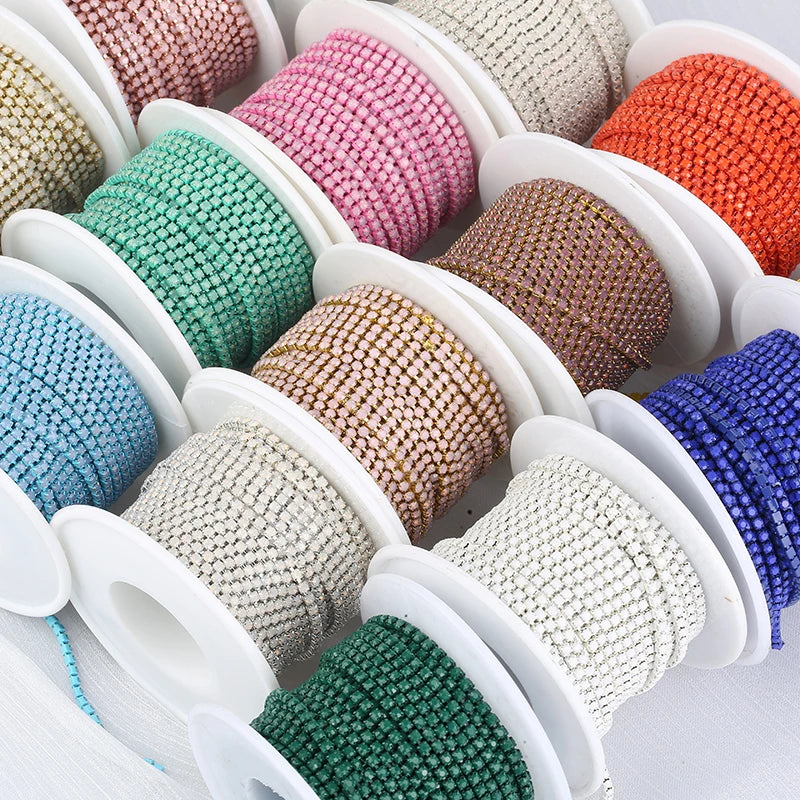 2mm SS6 Colorful Sew On Opal Rhinestone Cup Chain for DIY Craft