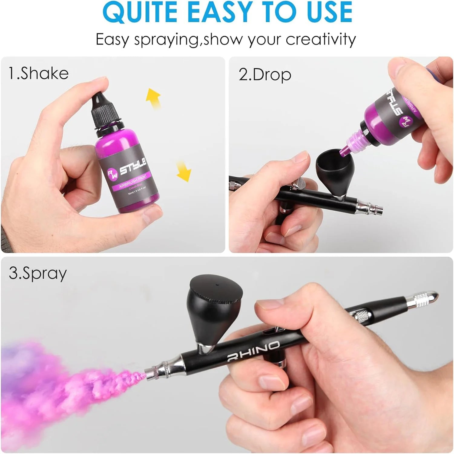 48 Colors Airbrush Paint Set 1fl oz, Opaque & Brilliant Colors, Leather & Shoes